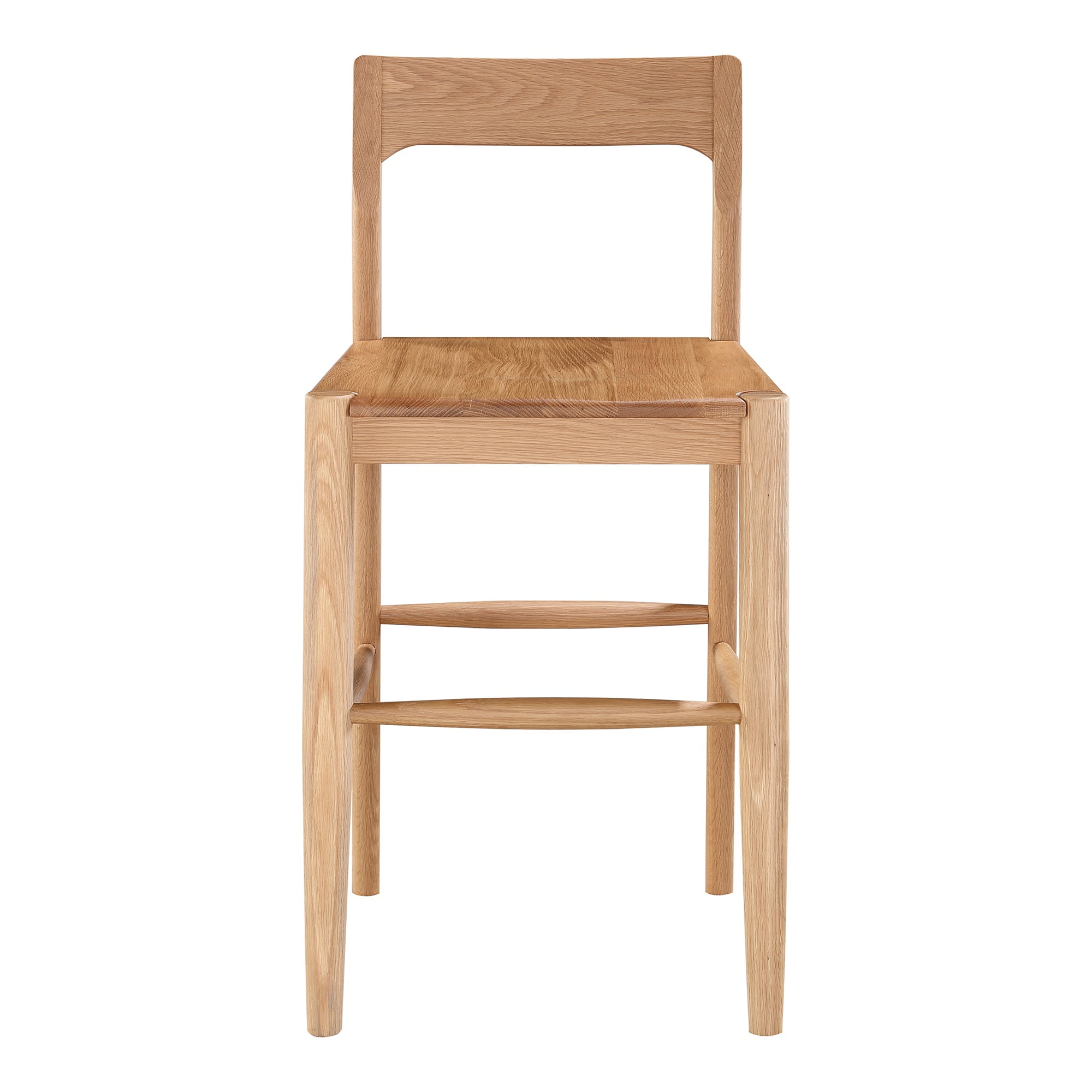 Natural Oak Adjustable Mid-Century Modern Counter Stool