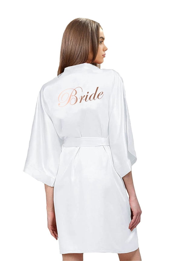 Satin Robe for women Short Bride and Bridesmaid Rose Gold Dressing robe for Wedding Party