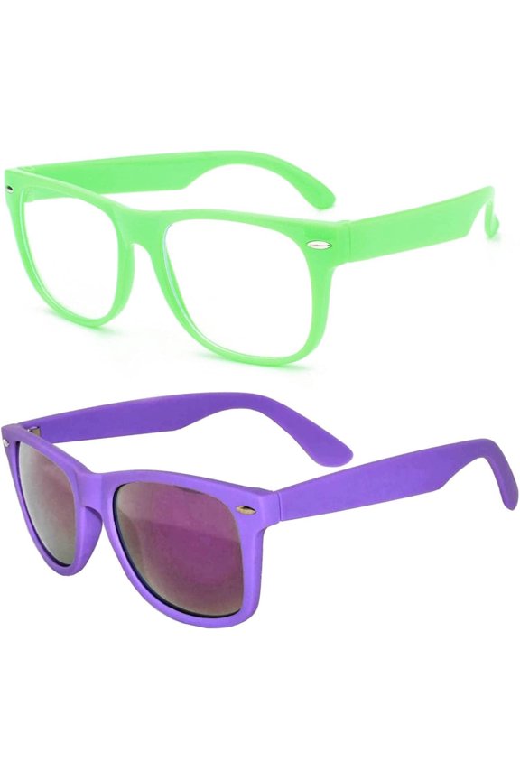 2 Pair Sunglasses for Kids, UV Protected Childs Polarized Sunglasses and Clear Lens Toddler Glasses