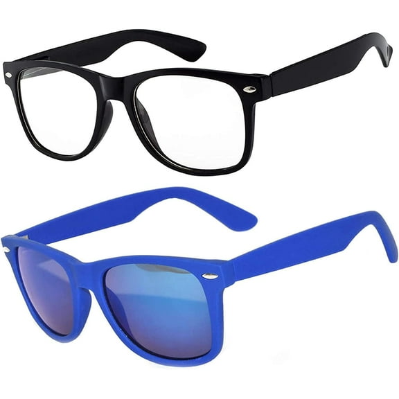 OWL 2 Pair Sunglasses for Kids, UV Protected Childs Polarized Sunglasses and Clear Lens Toddler Glasses