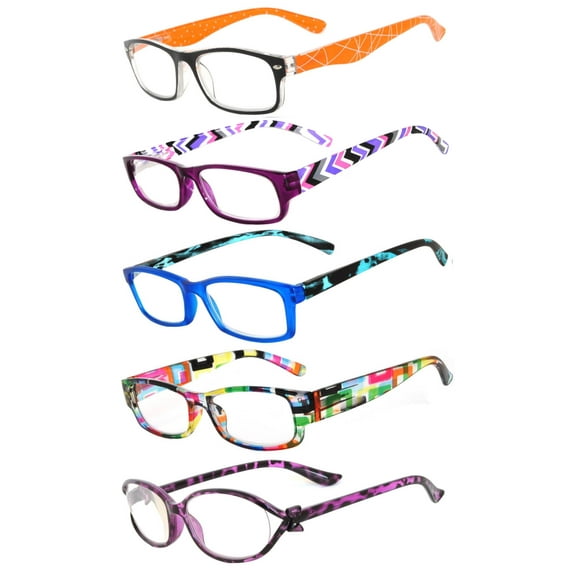 OWL 5 Pack Reading Glasses Womens Colorful Assorted Readers