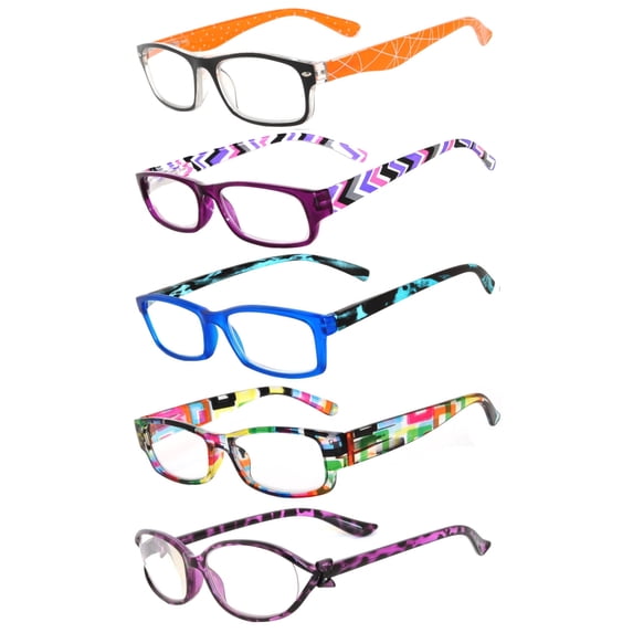 OWL 5 Pack Reading Glasses Womens Colorful Assorted Readers