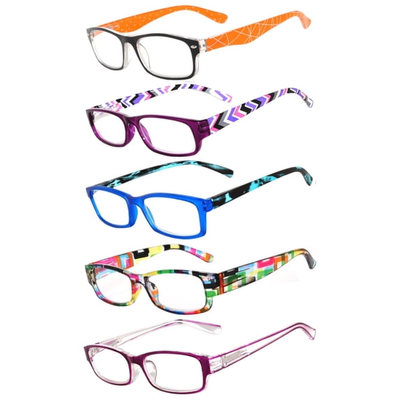 OWL 5 Pack Reading Glasses Womens Colorful Assorted Readers