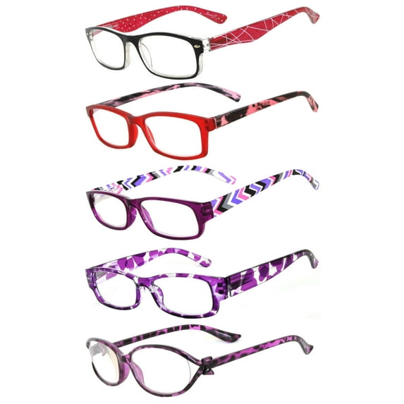 OWL 5 Pack Reading Glasses Womens Colorful Assorted Readers