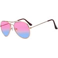 thumbnail image 1 of OWL Aviator Sunglasses Gold Metal Frame Two Tone Lens for Men and Women, 1 of 6