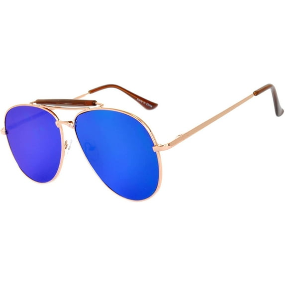 OWL Aviator Sunglasses Gold Metal Frame with Browbar for Men and Women