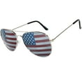 thumbnail image 1 of OWL Aviator Sunglasses Silver Metal Frame USA Flag Lens for Men and Women, 1 of 5