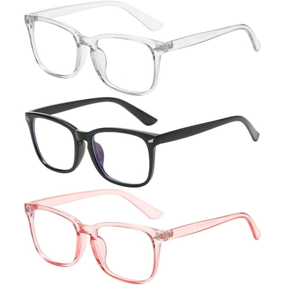 OWL Blue Light Blocking Square Glasses for Adults (3 Pack)
