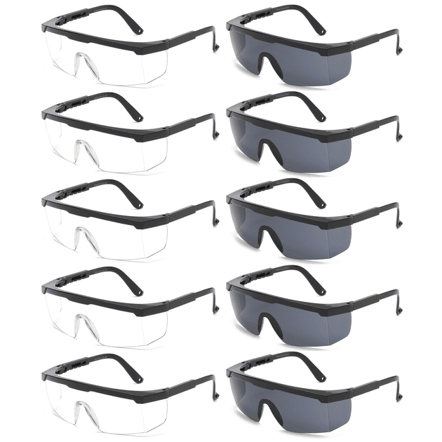 OWL Eye Protection Safety Glasses for Men- Clear Wraparound Lens No-Slip, Adjustable, Lab Goggles - Smoke, Clear