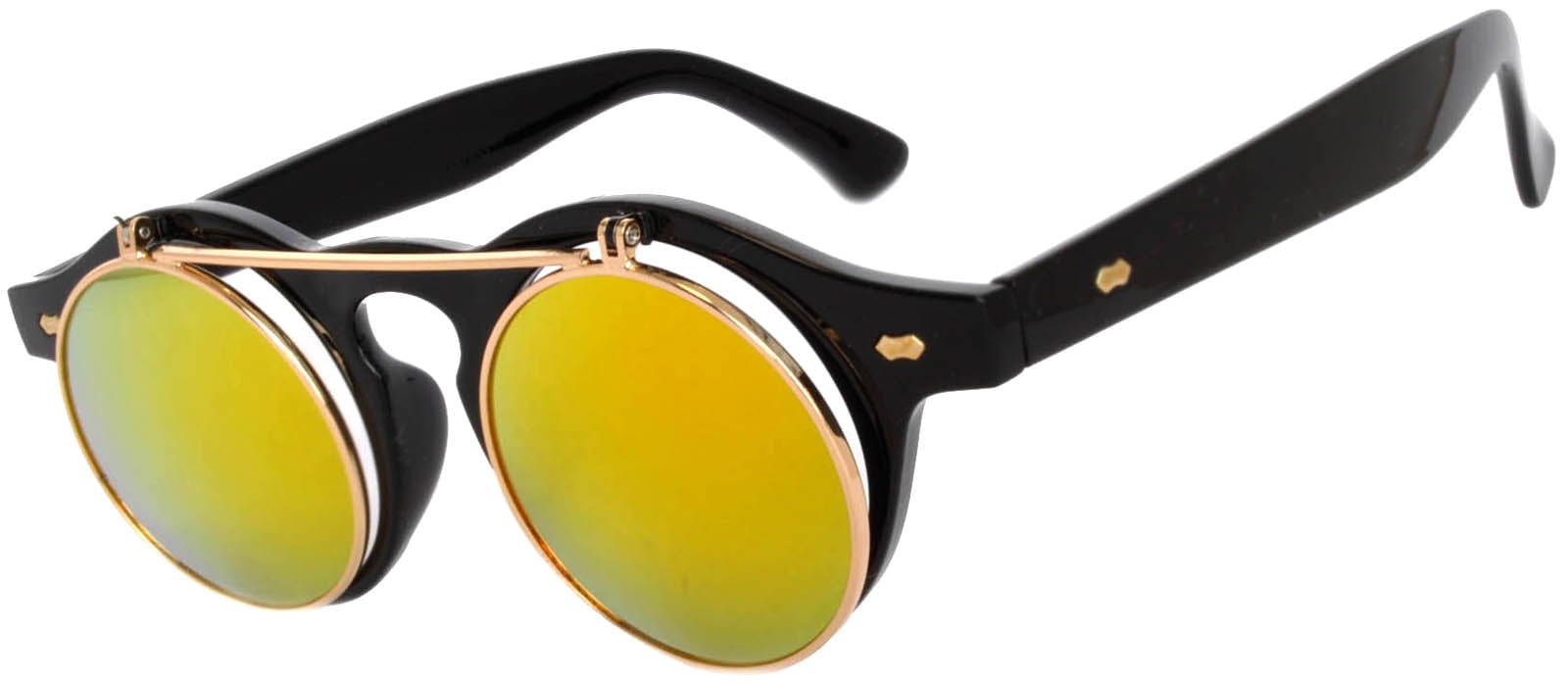 OWL Flip Up Sunglasses Yellow Mirror Round Glasses for Men  display picture 1