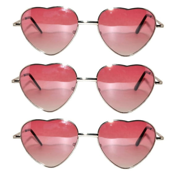 OWL Heart Sunglasses Red Gradiant Lens for Ladies Party Favors Heart Shaped 3 Pack