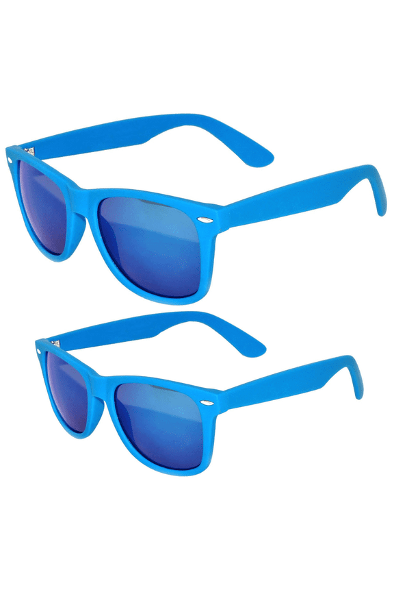 Matching Family Sunglasses - UV400 Protection with Impact Resistant Polycarbonate Lenses - Lightweight Kids’ Polarized Matte Frame Mirror Glasses - Mommy & Me – Mother & Daughter - Blue