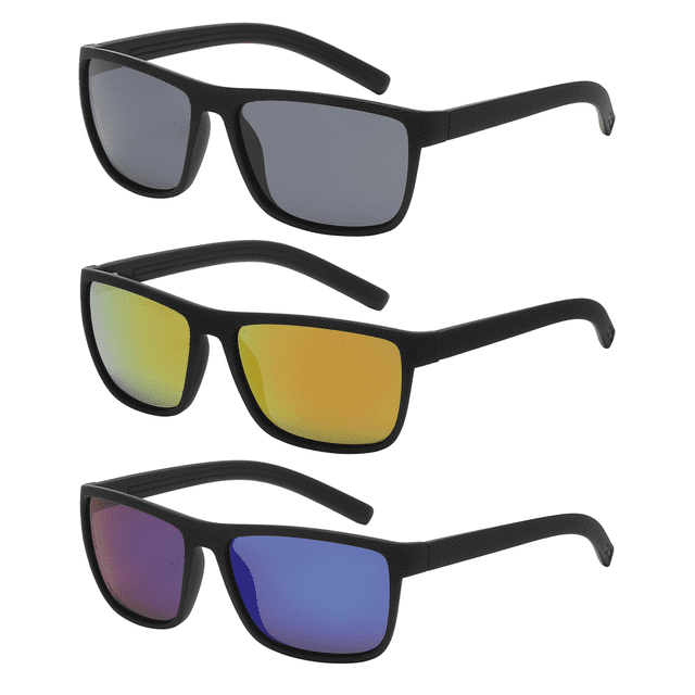 OWL Men's Sport Sunglasses for Men- UV400 & Stylish Frame Eyewear- Ideal for Sports Activities - Black, Orange Mirror, Blue Mirror