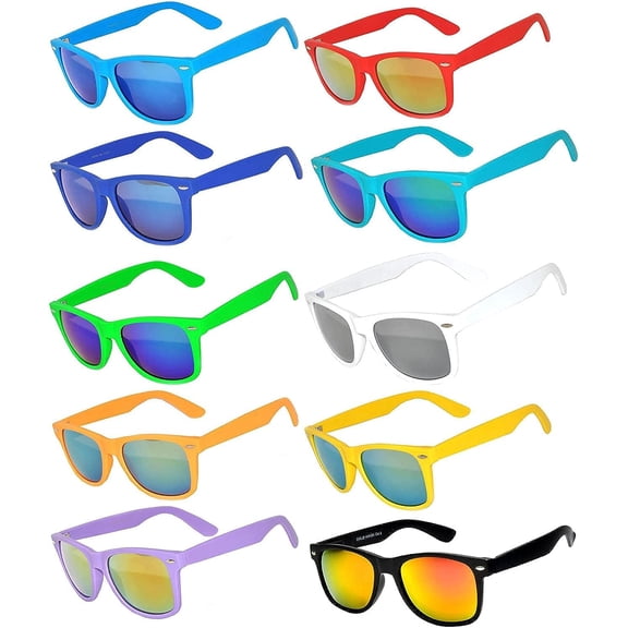 OWL Mirrored Square Sunglasses Womens Mens UV400 Protection Bulk Sunglasses (10 Pack)