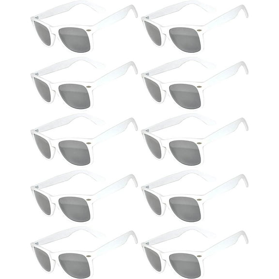 OWL Mirrored Square Sunglasses Womens Mens UV400 Protection White Sunglasses Bulk (10 Pack)