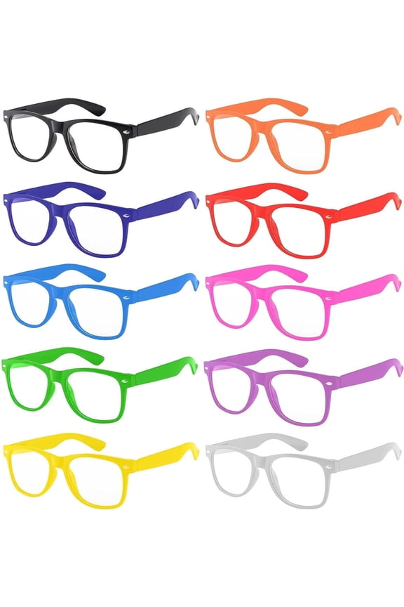 Nerd Glasses for Kids UV400 Polycarbonate Clear Lens Fake Toddler Bulk Glasses (10 Pack)