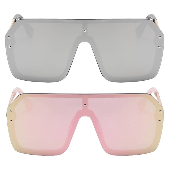 OWL Oversized Sunglasses for Women Men UV400 Lens Top Rimless Eyewear 2Pack