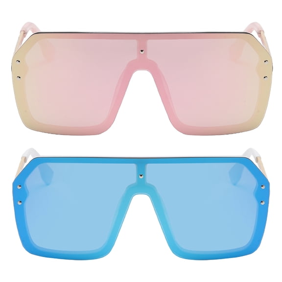 OWL Oversized Sunglasses for Women Men UV400 Lens Top Rimless Eyewear 2Pack