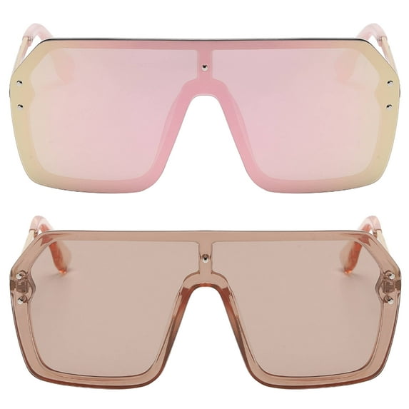 OWL Oversized Sunglasses for Women Men UV400 Lens Top Rimless Eyewear 2Pack