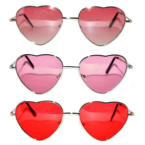 OWL Pink and Red Heart Glasses Sunglasses for Womens Valentines Day Party 3 Pack