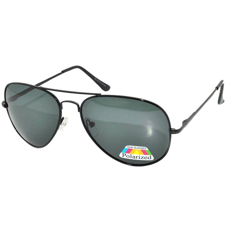 OWL Polarized Aviator Sunglasses Black Metal Frame for Men 