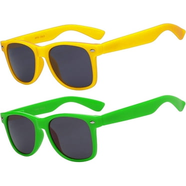 OWL Polarized UV Protection Anti Glare Toddler Kids Sunglasses, Yellow/Green, 2 Pack