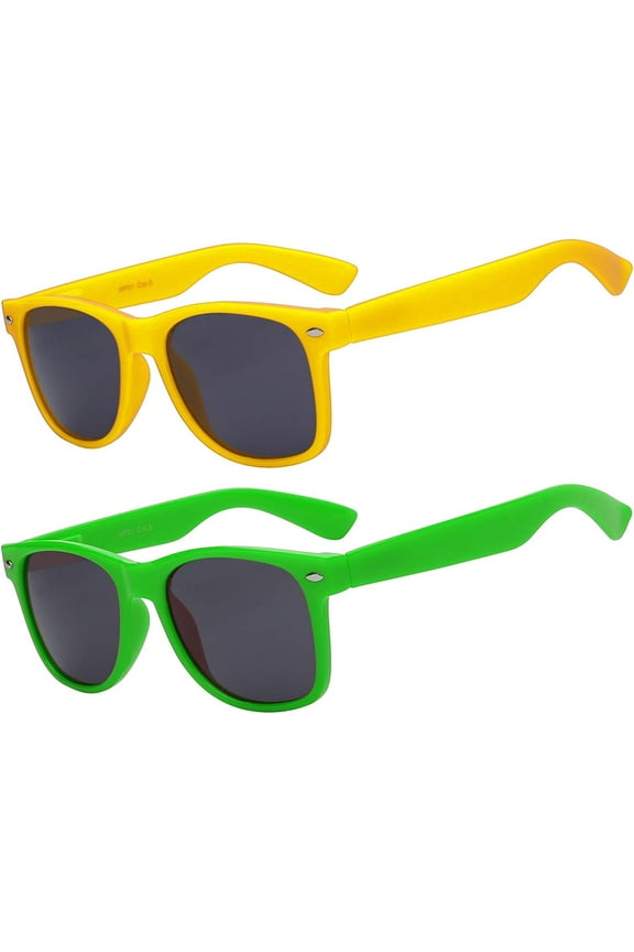 Polarized UV Protection Anti Glare Toddler Kids Sunglasses, Yellow/Green, 2 Pack