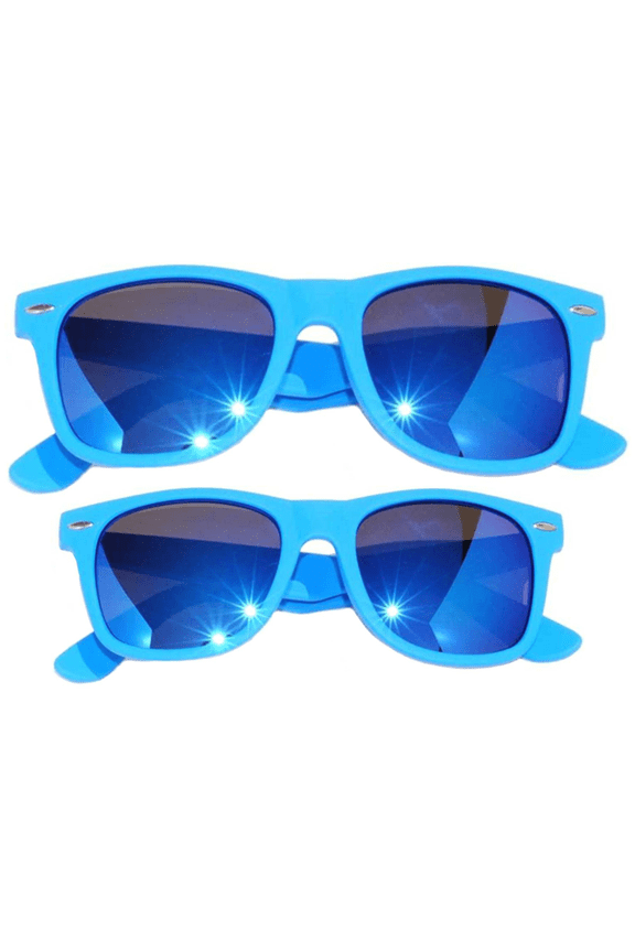 Rectangle Matching Family Sunglasses Set – Lightweight & Comfortable, UV400 Protection, Impact-Resistant Polycarbonate Lens, Kids Polarized Matte Frame Mirror Glasses, Mommy & Daughter – Blue