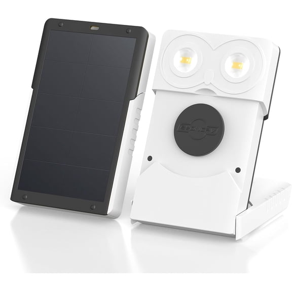 OWL-SP Solar Emergency Lantern, Portable Solar Lamp and Rechargeable LED Camping Light, 4 Brightness Levels & SOS for Power Outages and Outdoor Use (White)