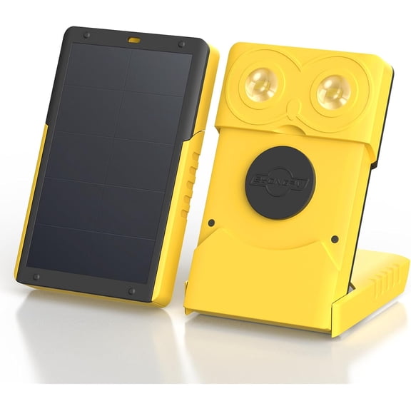 OWL-SP Solar Emergency Lantern, Portable Solar Lamp and Rechargeable LED Camping Light, 4 Brightness Levels & SOS for Power Outages and Outdoor Use (Yellow)
