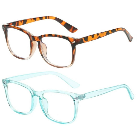 OWL Square Blue Light Blocking Glasses for Adults (2 Pack)