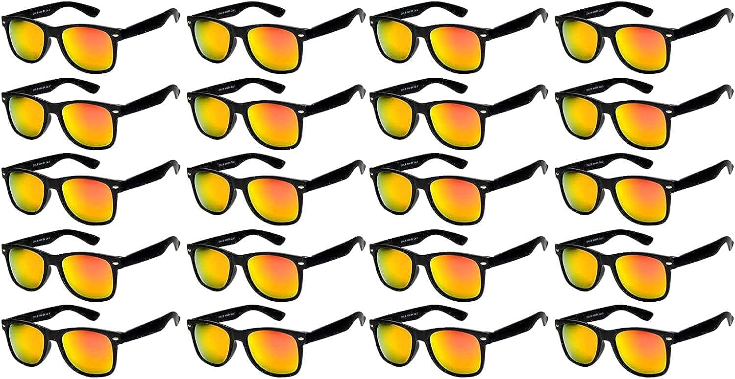 OWL Square Mirrored Sunglasses Mens Womens UV400 Protection Bulk Sunglasses (20 Pack)