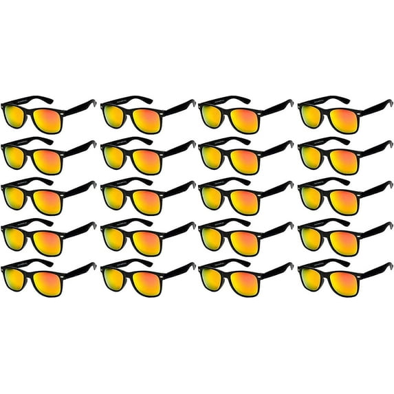OWL Square Mirrored Sunglasses Mens Womens UV400 Protection Bulk Sunglasses (20 Pack)