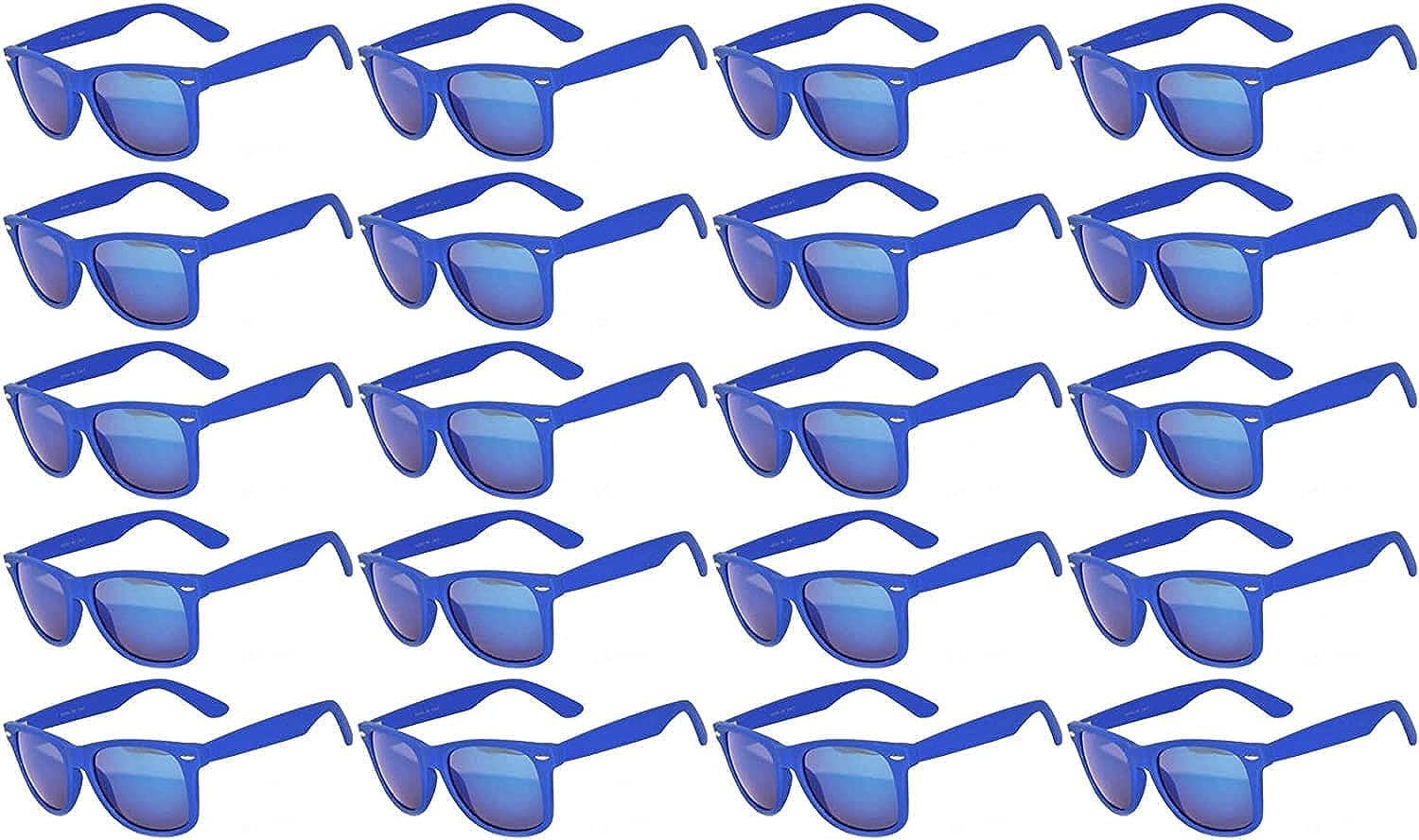 OWL Square Mirrored Sunglasses Mens Womens UV400 Protection Bulk Sunglasses (20 Pack)