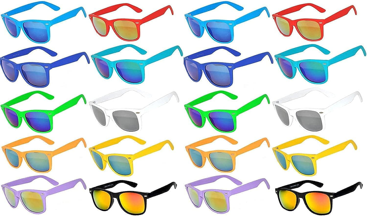 OWL Square Mirrored Sunglasses Mens Womens UV400 Protection Bulk Sunglasses (20 Pack)