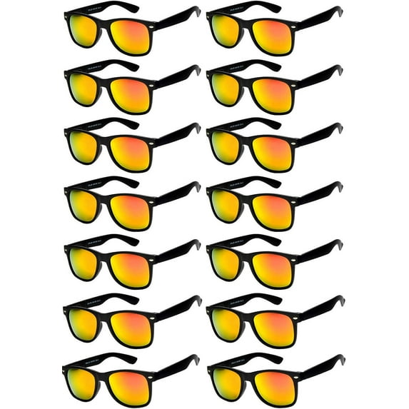 OWL Square Mirrored Sunglasses Mens Womens UV400 Protection Sunglasses in Bulk (14 Pack)
