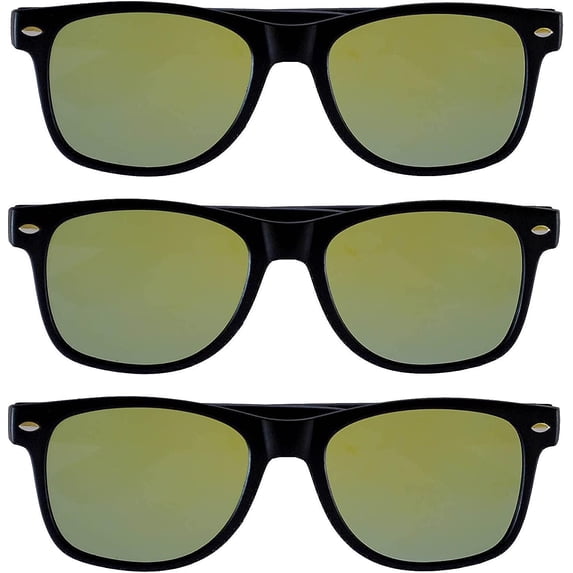 OWL Square Sunglasses Mens Womens UV400 Protection Retro Mirrored Sunglasses (3 Pack)