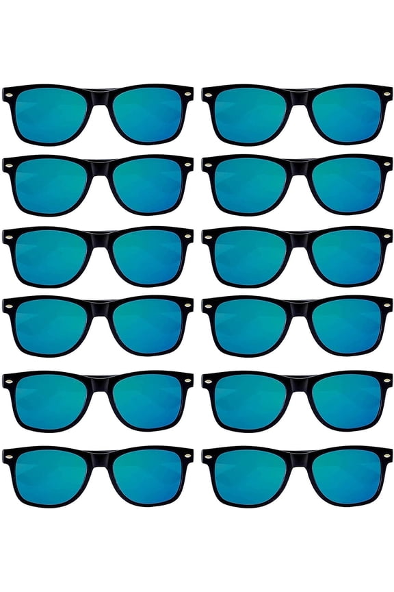 Square Sunglasses Mens Womens UV400 Protection Retro Mirrored Sunglasses Bulk (12 Pack)