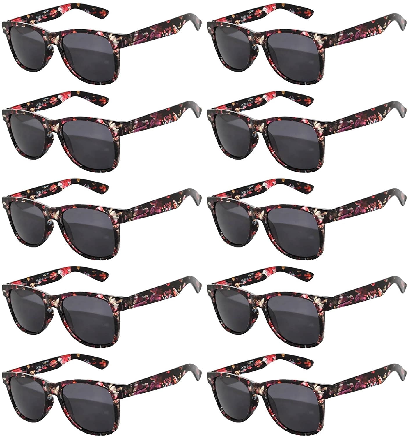 Polarized Sunglasses 3 Pack UV Protection Retro Square Wrap 4 Pack Retro Square Sunglasses - Black Frames with Multi  main image 3