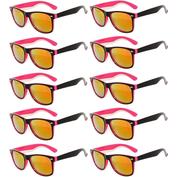 OWL Two Tone Sunglasses for Men Women UV400 Protection Reflective Mirror Sun Glasses Bulk (10 Pack)