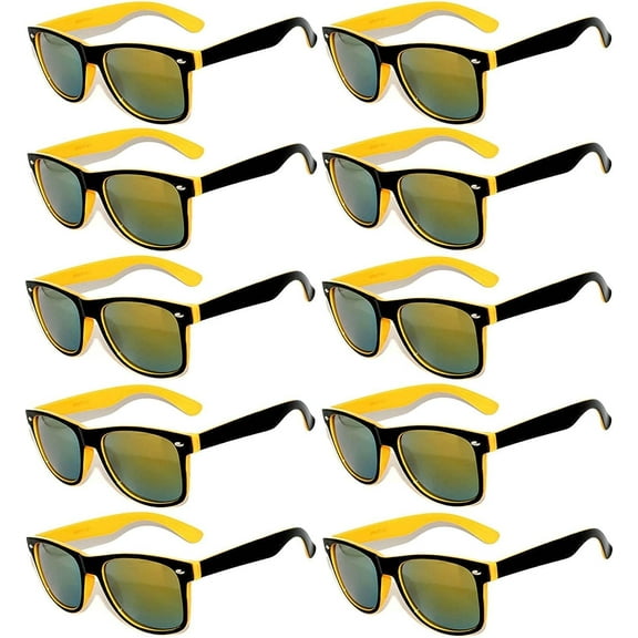 OWL Two Tone Sunglasses for Men Women UV400 Protection Reflective Mirror Sun Glasses Bulk (10 Pack)