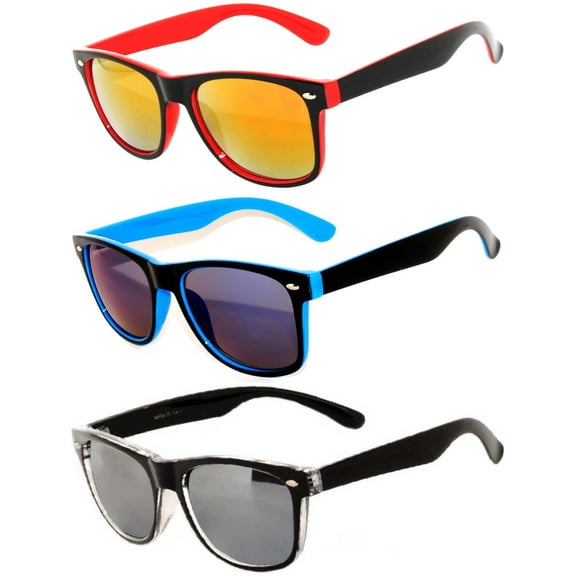 OWL Two Tone Sunglasses for Women Men UV400 Protection Reflective Mirror Sun Glasses (3 Pack)