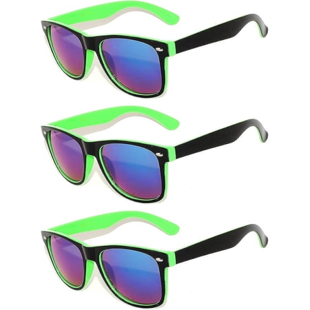 OWL Two Tone Sunglasses for Women Men UV400 Protection Reflective Mirror Sun Glasses (3 Pack)