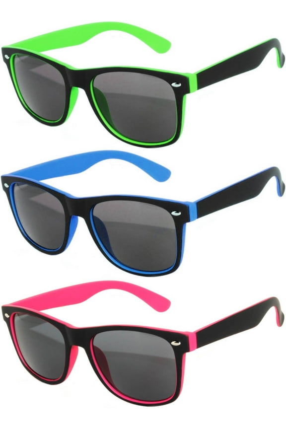 Two Tone Sunglasses for Women Men UV400 Protection Square Sun Glasses (3 Pack)