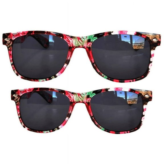 OWL Unisex Family Sunglasses Set – UV400 Protection, Impact-Resistant Polycarbonate Lens, Lightweight & Comfortable, Kids Polarized, Luxury Retro Design, Matching Style for Family Eyewear, Floral Red