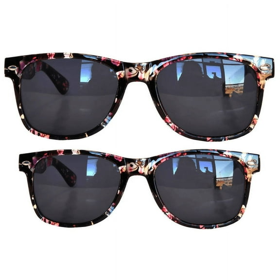 OWL Unisex Family Sunglasses Set – UV400 Protection, Impact-Resistant Polycarbonate Lens, Lightweight & Comfortable, Kids Polarized, Retro Design, Matching Style for Family Eyewear,Floral Black