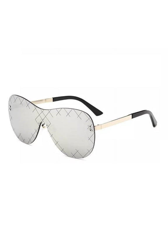 Womens Rimless Sunglasses Mirrored Mono Lens Ladies Sun Glasses