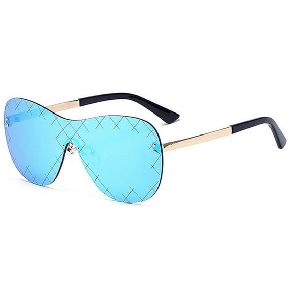 OWL Womens Rimless Sunglasses Mirrored Mono Lens Ladies Sun Glasses