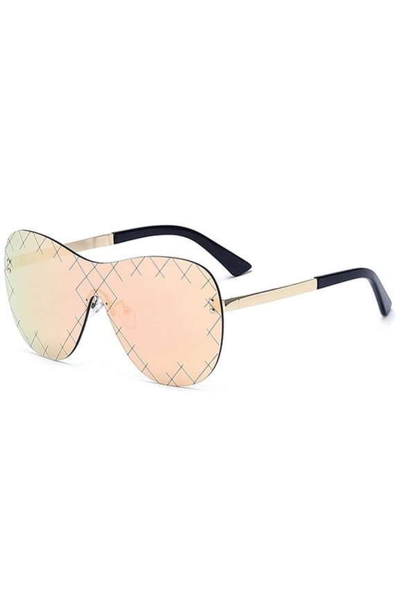 Womens Rimless Sunglasses Mirrored Mono Lens Ladies Sun Glasses