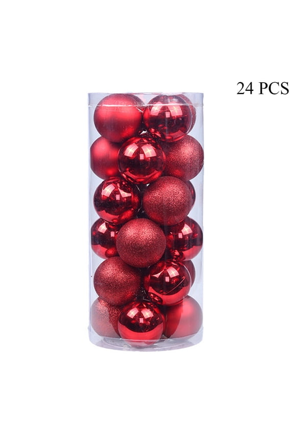OWLCE 24Pcs 4cm Christmas Balls Ornaments for Xmas Christmas Tree - Shatterproof Christmas Tree Decorations Hanging Ball for Holiday Wedding Party Decoration, Red
